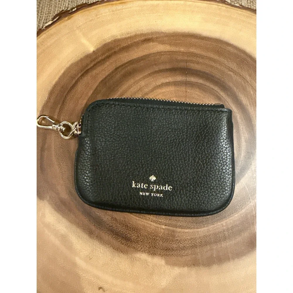 Kate Spade New York Rosie Black Pebbled Leather Mini Coin Pouch Purse - Picture 2 of 8